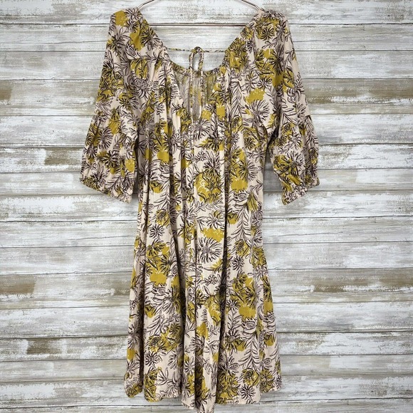 Anthropologie Daily Practice Mollie Tunic Floral Dress Boho Peasant Sleeve Large - Picture 6 of 16